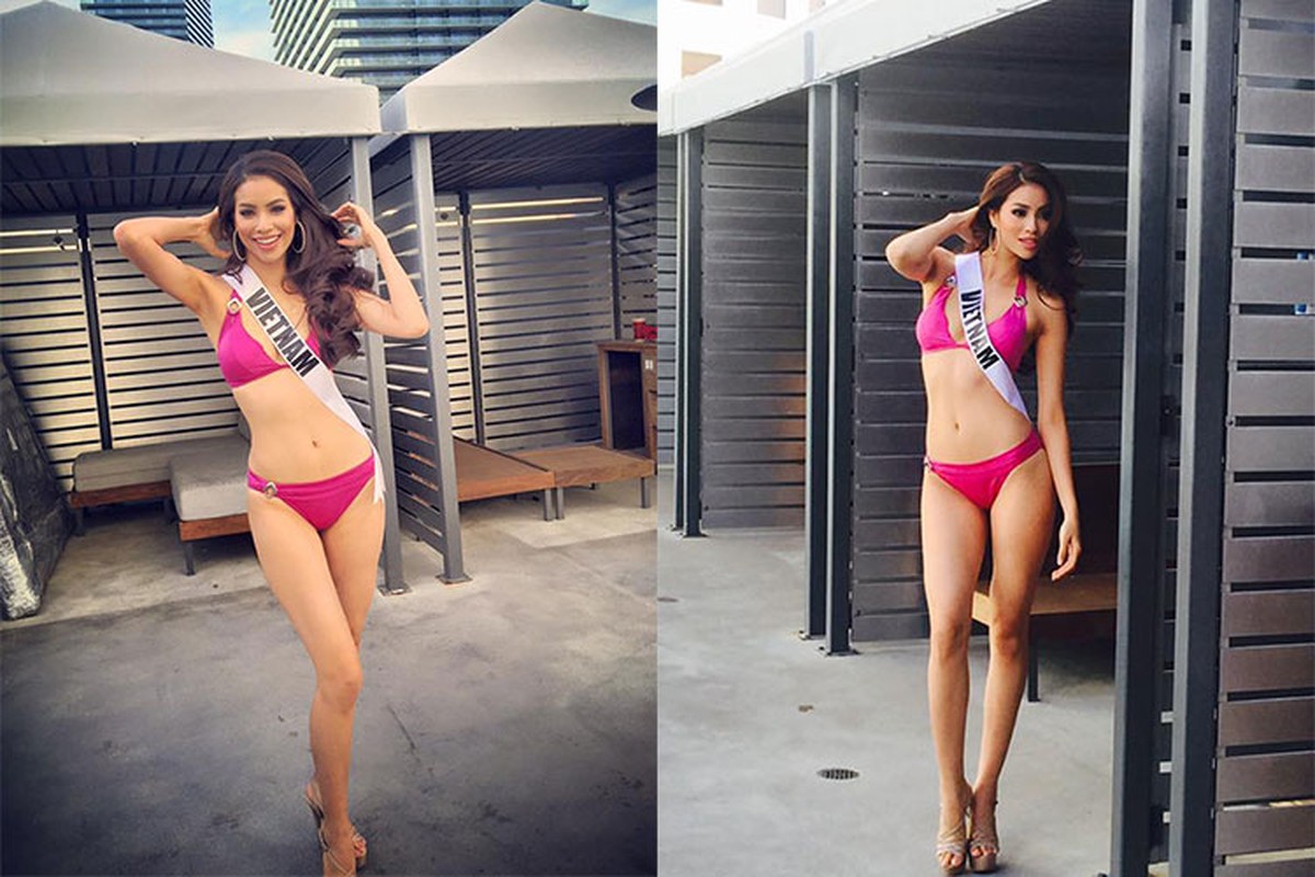 Hoa hau Pham Huong khoe dang nuot voi bikini o Miss Universe